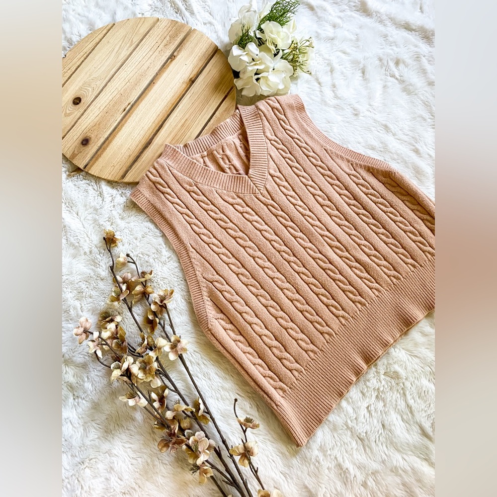 Apricot Knitted Sweater Vest